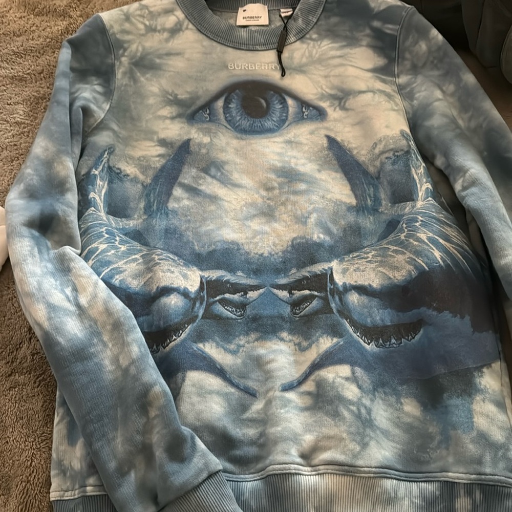 Burberry Blue Tie-Dye Shark Eye Graphic Sweatshirt